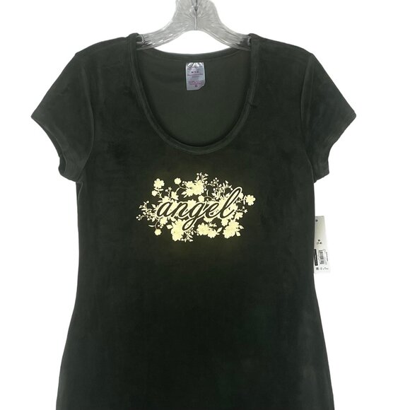 No Boundaries Dress Womens Medium Green Angel Velvet Short Sleeves New - Picture 3 of 10